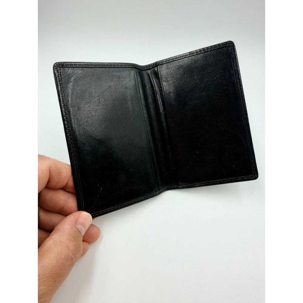 Coach Mens Black Leather Bifold Card Case Money Wallet Minimalist Slim Logo